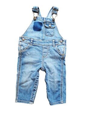 90's OshKosh Bgosh Baby Denim Overalls 9M Adjustable Straps Classic Blue Jean St